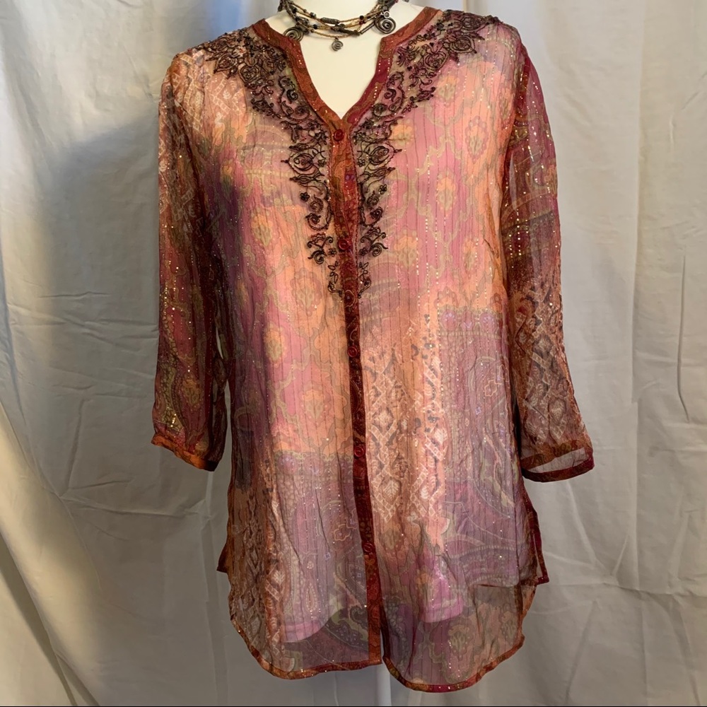 Chico’s sheer silk blouse